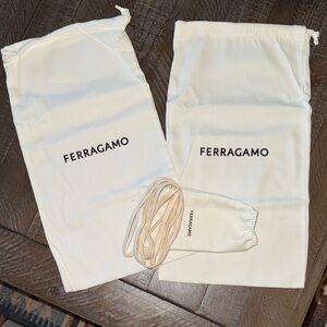 Salvatore Ferragamo Cream Dust Bags with Laces